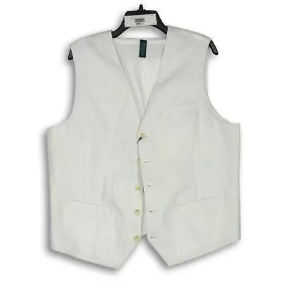 Men's Perry Ellis White Button Front Vest Size XXL • $9.99