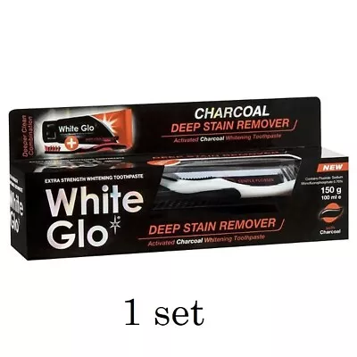 White Glo Charcoal Deep Stain Remover Set Toothbrush Toothpaste & Toothpick • $17