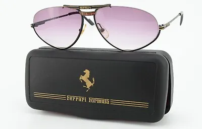 Ferrari Sunglasses F-1 61-14 B Black Red Gold Luxury Car Sports+Formula Case • $263.50