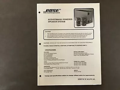 Bose Acoustimass Powered Speaker System Service Manual Original • $16.99