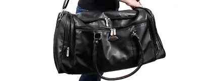 Travel Leatherette Holdall Luggage Weekend Duffel Travel Gym Bag UK SELLER • £29.50