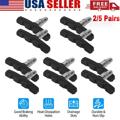$7.99 • Buy 5Pair Bicycle Brake Pads Shoes 70mm V-brake For Mountain Bike VBrake MTB Cycling