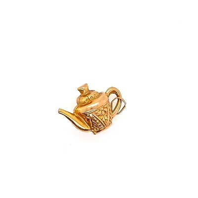 VINTAGE 9K 375 FM9 YELLOW GOLD 3D Tea Pot CHARM 1.5 GRAMS • $149.99