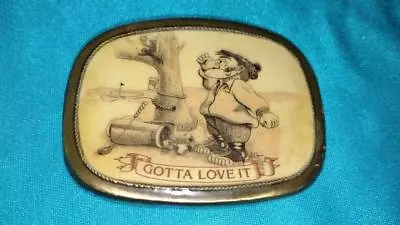 Vintage Comical Golfing Belt Buckle Gotta Love It Humerous Golfer & Squirrel • $15