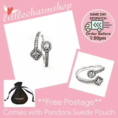 NEW Authentic PANDORA Abstract Elegance Open Ring Size 58 - 191031CZ RETIRED • $89