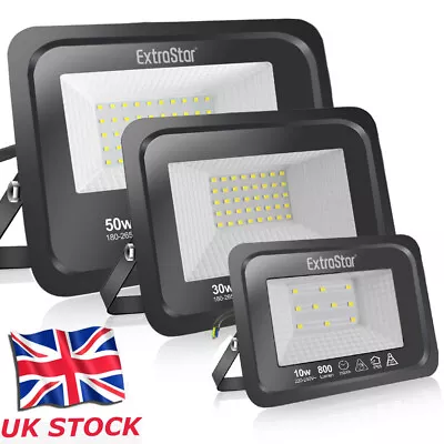 10W-50W LED Floodlight Sensor Light Security Flood Outdoor Garden Lights IP65 • £11.99
