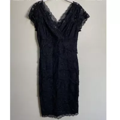 Marina Black Beaded Lace Cocktail Dress Size Small • $24.99