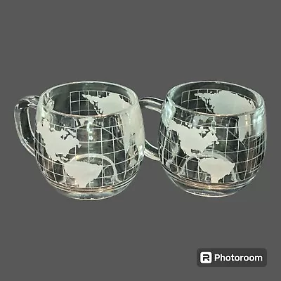 Lot Of 2 Vintage Nestle Nescafe World Globe Coffee Mugs Cups Frosted Map 1970's • $17.95