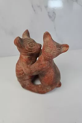Vtg Colima Dancing Dogs Mexican Columbian Pottery Statue Terracotta Figurine Art • $24.99