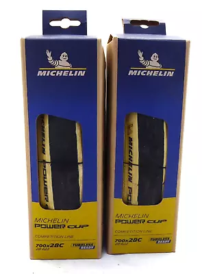 Michelin Power Cup TLR 700 X 28 Tubeless Black/Tan Competition PAIR • $159.99