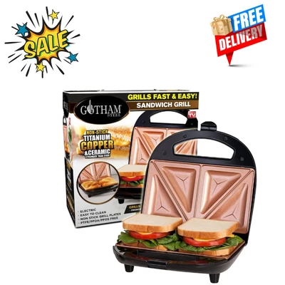 $22.99 • Buy Dual Electric Sandwich Maker And Panini Grill With Ultra Nonstick Copper Surface