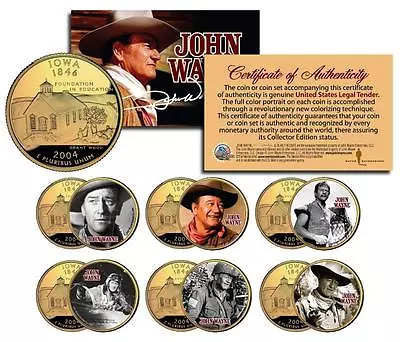 JOHN WAYNE MOVIES Iowa State Quarters US 6-Coin Set * OFFICIALLY LICENSED * • $29.95