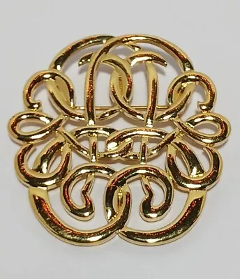 Vintage Avon Celtic Filigree Swirl Pendant Brooch Pin Goldtone  1989 • $20