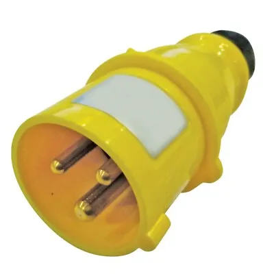 110 Volt Yellow 16 Amp 3 Contact High Current In-line Plug • £2.50