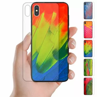 For OPPO Series - Feather Print Pattern Tempered Glass Back Case Phone Cover #1 • $14.98