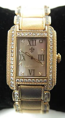 Judith Ripka Diamonique CZ Mother Of Pearl Stainless Steel Rose Tone Watch • $109.99