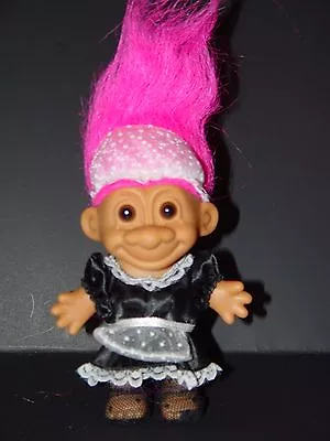 Troll Doll 4 1/2  Russ French Maid Housekeeper Pink Hair  • $14.99