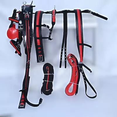 Horse Nylon Driving Cart Harness Set Black AND Red Full Cob Pony Deluxe QUALITY • £89.99