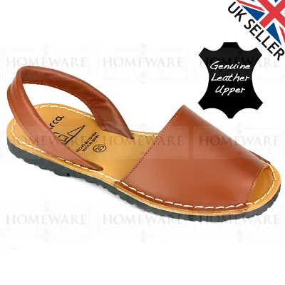 Ladies Sandals Leather Spanish Menorcan White Gold Silver Navy Tan Sizes 2.5-8uk • £28.99