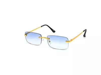 Mens Sunglasses Hip Hop SQUARE Frame Quavo Migos Rimless  Clear Lens Gold Shades • $13.99