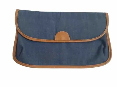Levi’s Orange Tab Purse 70s Denim Blue Jean Clutch Bag 14 X9 Tan Leather Flaw • £26.98