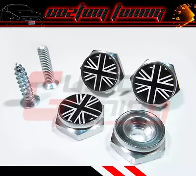 Blk White Jack Uk Flag Logo License Plate Frame Bolt Screw X 4 For Mini Cooper • $11.95