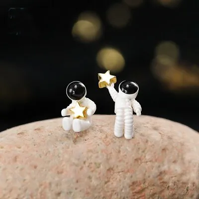 Lovely Asymmetric Star Space Astronauts Ear Earrings Stud Women Jewelry Gift Hot • $1.28