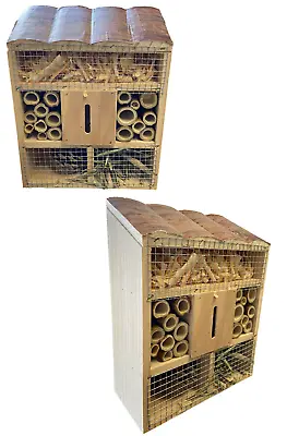 2 X Large Wooden Beetle Butterfly Bee & Insect Garden House Bug Box Shelter • £12.95