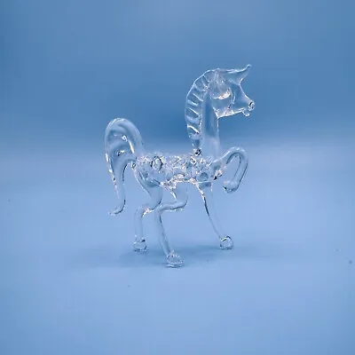 Vintage Hand Blown Art Glass Horse Figurine 3” Tall Marching Horse • $10