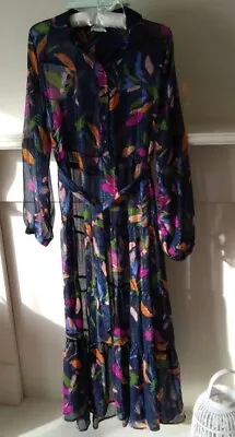 Grace & Mila Maxi Sheer Chiffon Dress Size 10-12 Holiday Festival • £15.99