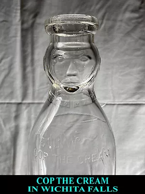 Wichita Falls Texas — Cop The Cream Embossed Clear Quart Cream-top Milk Bottle • $30