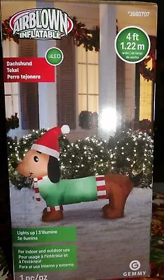 Gemmy 4' Airblown Christmas Inflatable Dachshund With Santa Hat Yard Decor • $99