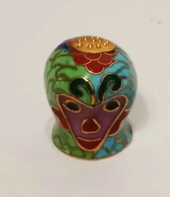 Monkey Face Thimble Blue Gold Tone Cloisonné Enamel 1  Vintage  • $24.99