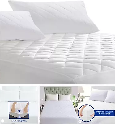 £9.75 • Buy Extra Deep Quilted Matress Mattress Cover Protector Fitted Bed Cover All Sizes