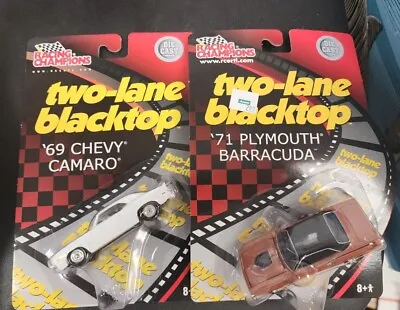 Racing Champions Two-Lane Blacktop 2 Car Lot 71 Plymouth 69 Camaro  • $15.99