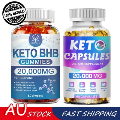 Keto Gummies BHB Diet Capsules Weight Loss Fat Burn Men Women Dietary Supplement • $20.99