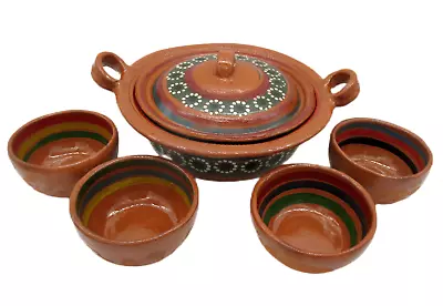 Mexican Bean Pot Olla De Barro Red Clay Frijolera Large Bowl Set 4 Quart • $79