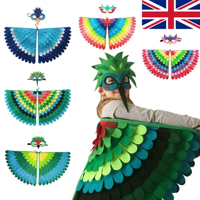 £12.29 • Buy Kids Owl Bird Wing W / Mask Costume Halloween Girls Boys Fancy Dress Outfits UK