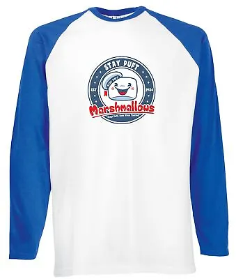 Puft Marshmallows Mens Long Sleeve Baseball T-Shirt Ghostbusters Inspired • £15.99