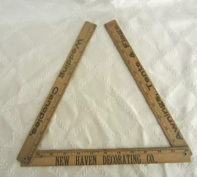 Vintage Wooden Tri-Fold Advertising Yard Stick-New Haven Decorating Co. • $12