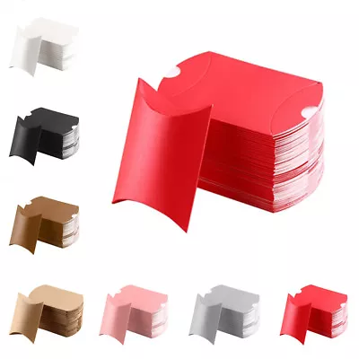 $15.63 • Buy 50/100Pcs Candy Box Kraft Paper Pillow Gift Boxes Wedding Party Favors Bags LOT