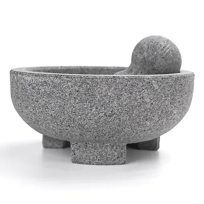 Mortar And Pestle Set 8 Inch 4 Cups Large Capacity Unpolished Granite Molcajete • $51.99