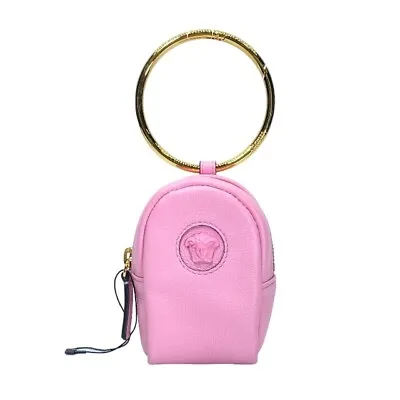 New VERSACE Medusa Ring Pouch Bag Charm Charm Mini Pouch Logo Leather Pink • $405.86