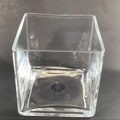 £8.89 • Buy Glass Cube Heavy Clear Vase 4.75”Square Wedding Flower Vase Centerpieces Cube
