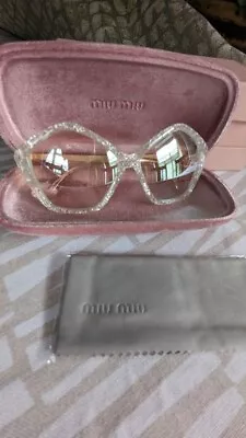 RARE Miu Miu Pentagon Sunglasses Glitter Frame Mirror Lens: MINT In Box • £95