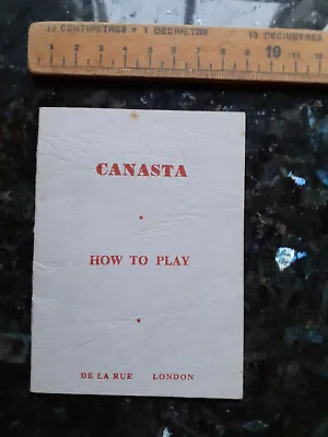 Vintage Card Game Instructions Canasta De La Rue London • £5.50