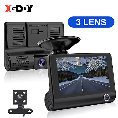 $40.49 • Buy 3 Channel Dash Cam Front And Rear With Cabin Parking Monitor Reversing Camera