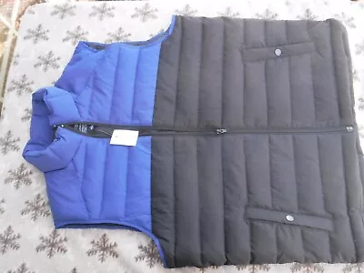 J Crew Mens Black Blue Down Feather Filled Puff Full Zip Vest Size Medium • $19.99