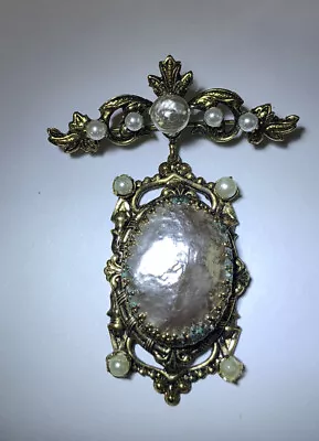 VTG Baroque Pearl Pendant Brooch • $35