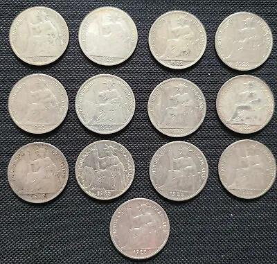 Lot Of 13 Silver Indochina 1922 20 Cent Coins • $90